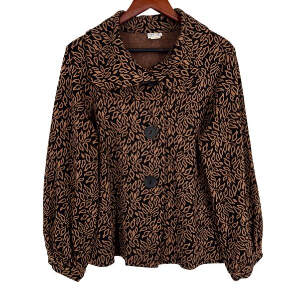 Habitat Jackets & Blazers - Habitat Sz Medium Brown Black Wearable Art Coat Jacket Winter Blouse shirt Top